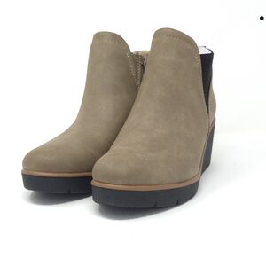 Naturalizer SOUL Affirm Water Resistant Wedge Ankle Bootie Taupe 7.5 M